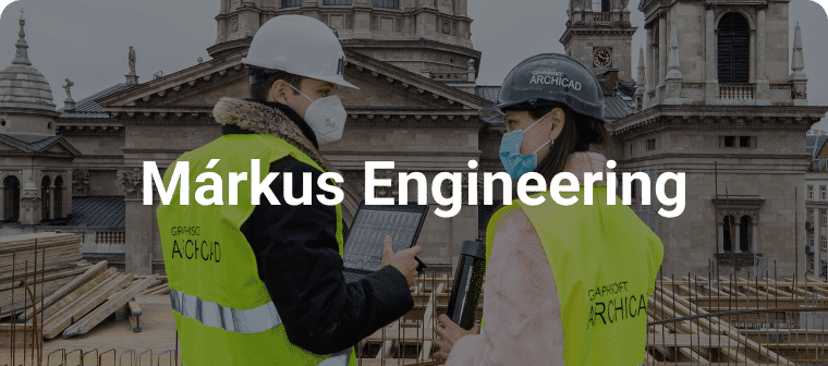 Bluebeam customer Markus Engineering text on image of two people on jobsite