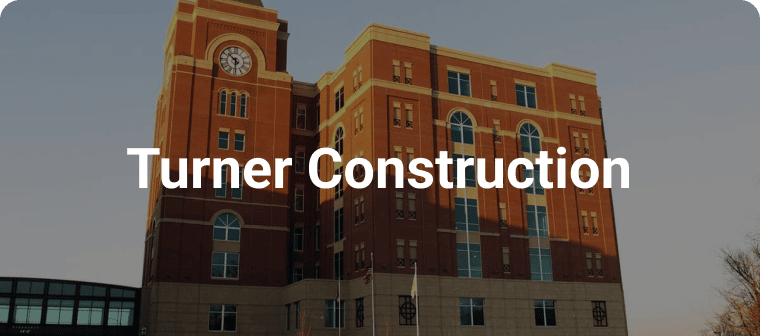 Bluebeam Customer General Contractor Turner logo on image of building