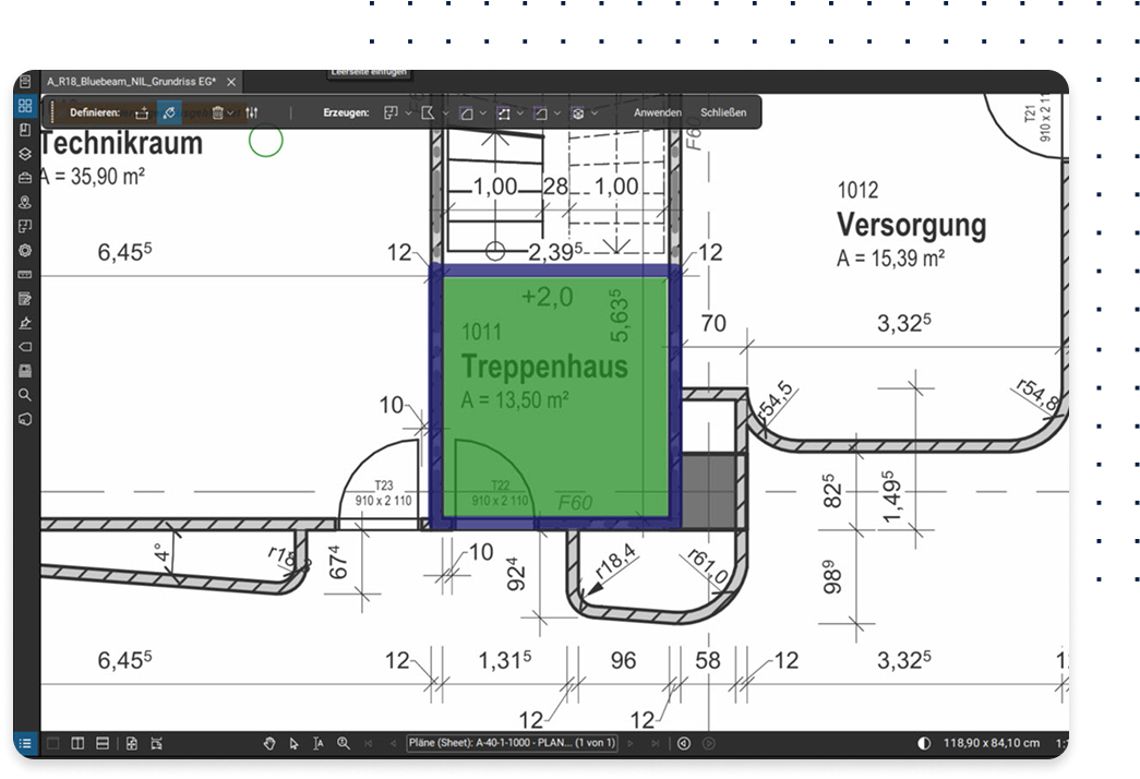 Screenshot of a measurement markup in Revu